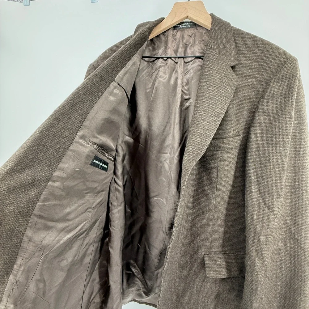 Andrew Fezza‎ Brown Camel Hair Blend 2 Button Blazer Sport Coat Jacket Men 46R